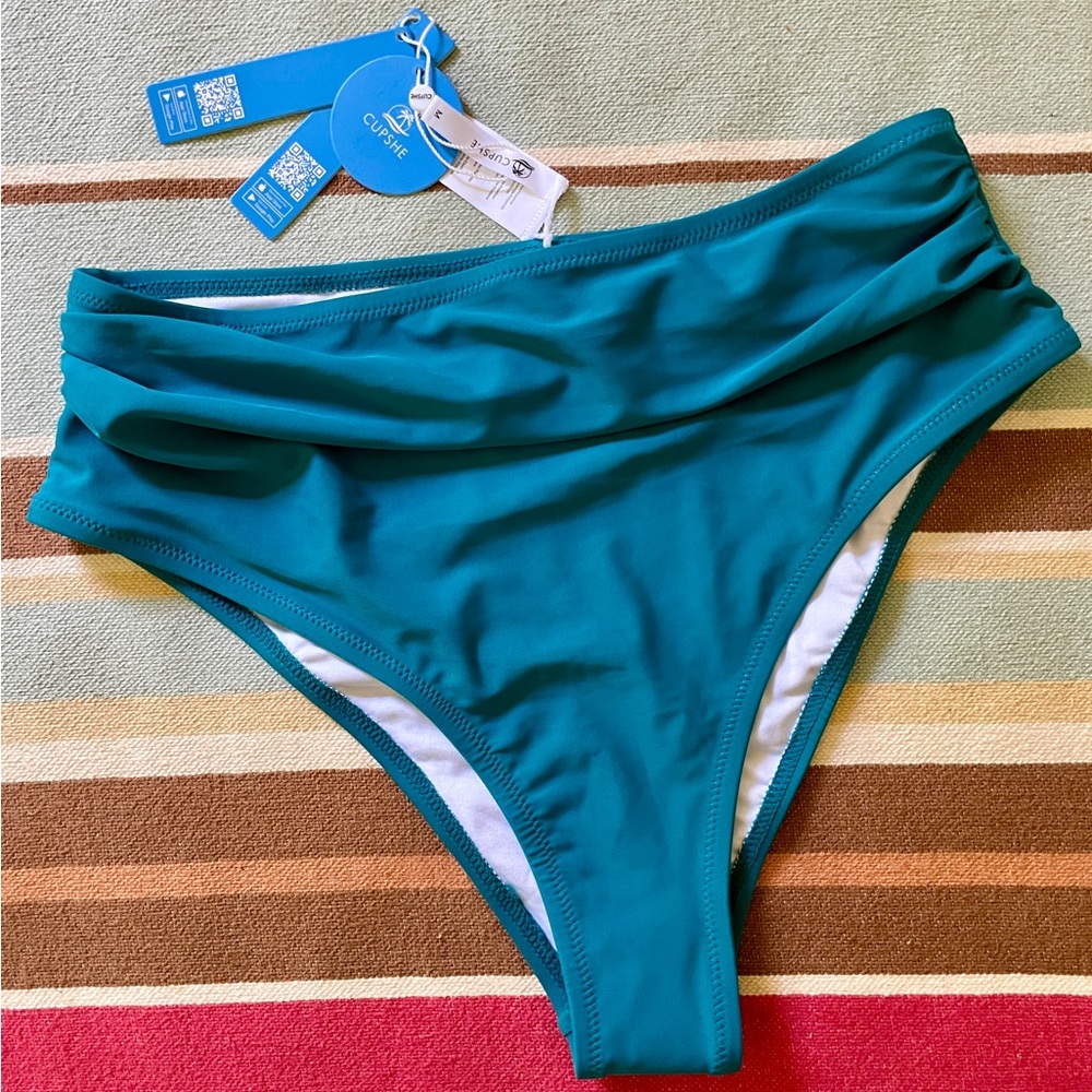 Cupshe | High-waisted Bikini Bottom in Teal ♥ NWT